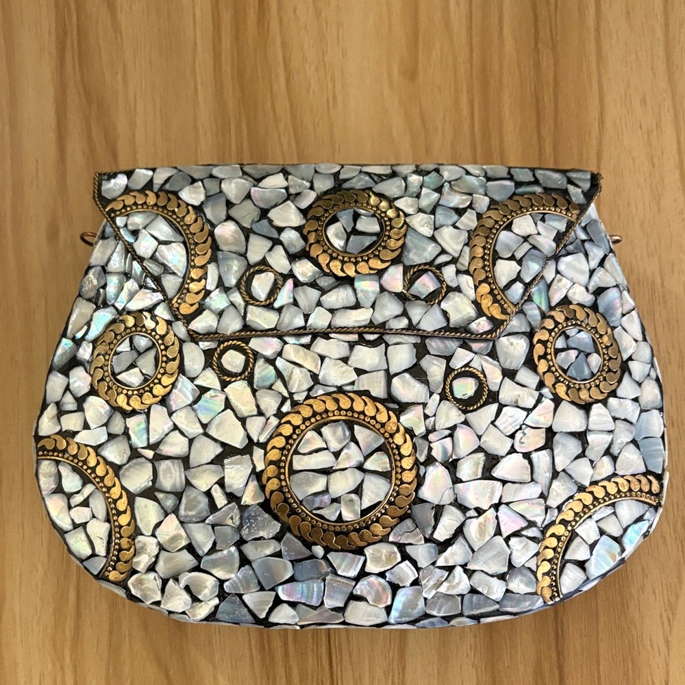 Elegant Silver and Gold Mosaic Clutch